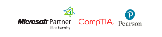 Logos of Microsoft Partner, CompTIA, and Pearson.