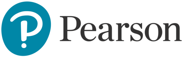 A blue circle with a white letter P, next to the word Pearson in black.