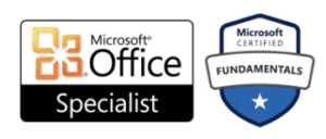 A blue and black Microsoft Office Specialist logo.