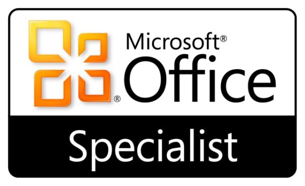 A black and orange Microsoft Office Specialist logo.