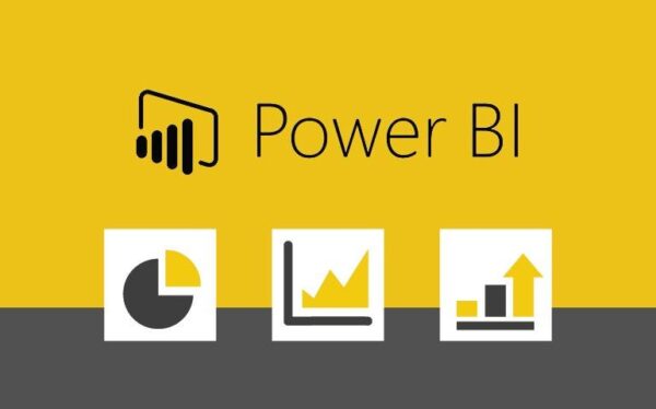 Power BI logo with three icons.